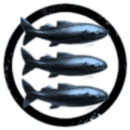 Three Parallel Blue Fish In A Cricle